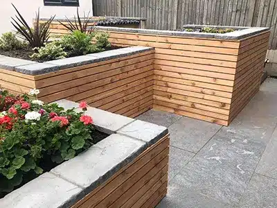 raised-flower-beds-wooden-cladding